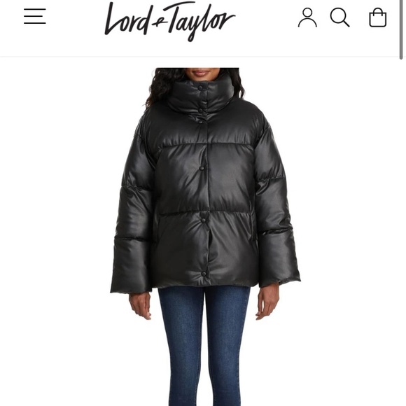 Lord and Taylor NVLT Vegan Leather Puffer - Picture 1 of 5
